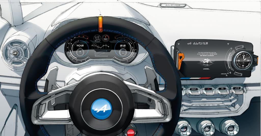 Alpine Vision Concept Interior - Steering Wheel Design Sketch Render - Car  Body Design
