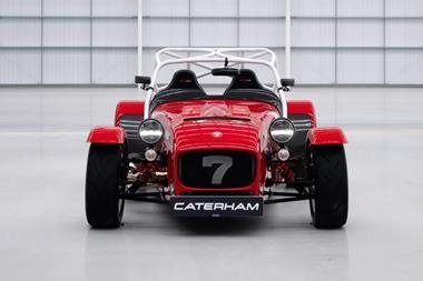 Caterham Seven red front on hero