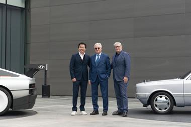 SangYup Lee (Left), Giorgetto Giugiaro (Center), Luc Donckerwolke (Right), at HMG Namyang R&D Center