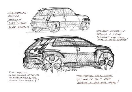 Renault 5 - sketch new vs old R3Q by F Leboine