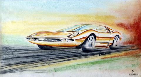 1966 Lamborghini Miura P400 – sketch by Gandini
