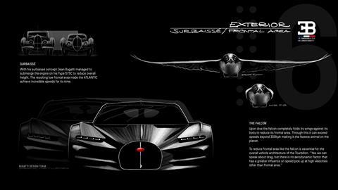 Bugatti Tourbillon - ext front & falcon sketch