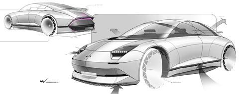 Hyundai Prophecy ext - front & rear aero sketches