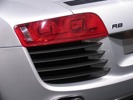 Audi R8 rear lamps on display at the 2006 Paris auto show
