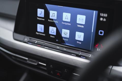 Climate control touch pads sit beneath the central touchscreen