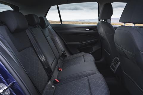 The back seats of the new Volkswagen Golf