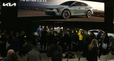 The all-new Kia K4 on display at the 2024 New York Auto Show