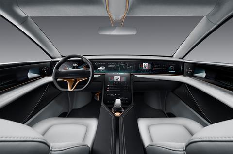 The V’s interior features wraparound screens